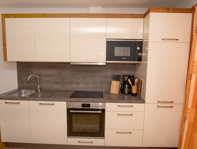 Moderne K&uuml;che mit Backrohr und Mikrowelle